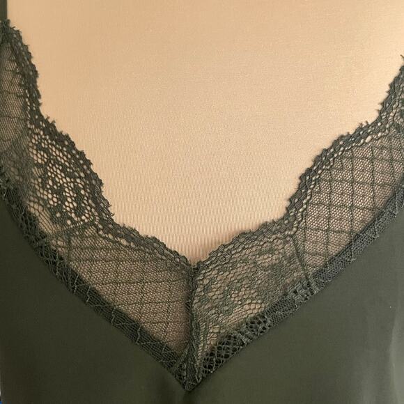 Forest Green Lace Trimmed Cami Tank Racerback SMALL Y2K Fairy Grunge Romantic - Picture 8 of 9